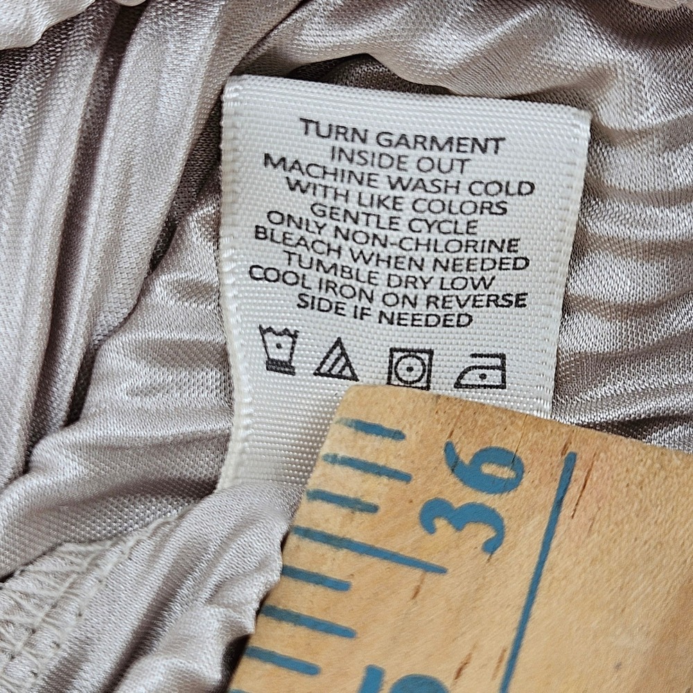 Y2K No Comment Babydoll Champagne Metallic Pleated Maxi Slip Dress L Fairy Glam - Picture 9 of 9